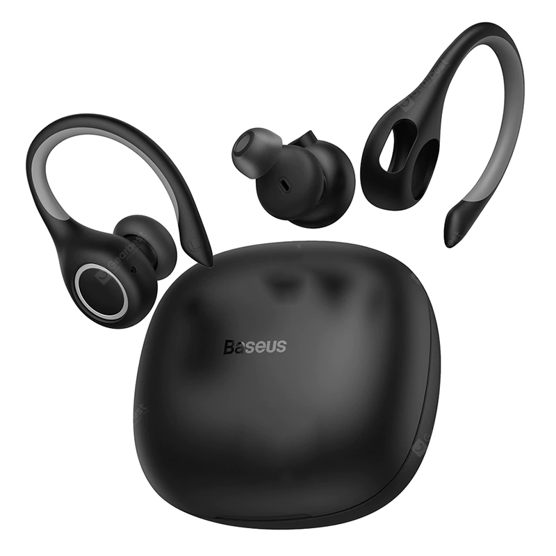 Baseus Encok W17 Sport Bluetooth Ohrhörer Ohrhörer TWS Drahtlose Kopfhörer Headsets unterstützen Qi Drahtloses Laden Smart Touch IP55 Wasserdicht - Schwarz